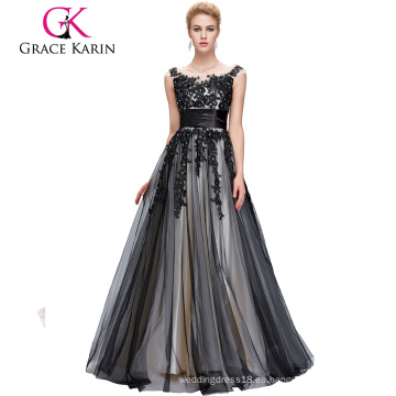 Grace Karin 2016 nuevo elegante sin mangas Soft Tulle gris oscuro vestido de baile último libre vestido de baile de fin de curso GK000061-1